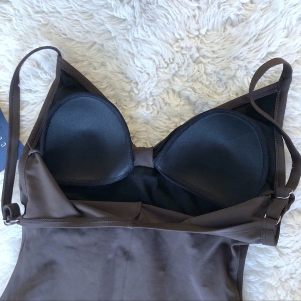 NFS NWT Jantzen Classics Brown One-Piece Swimsuit Slimming Tummy Control - Picture 4 of 9